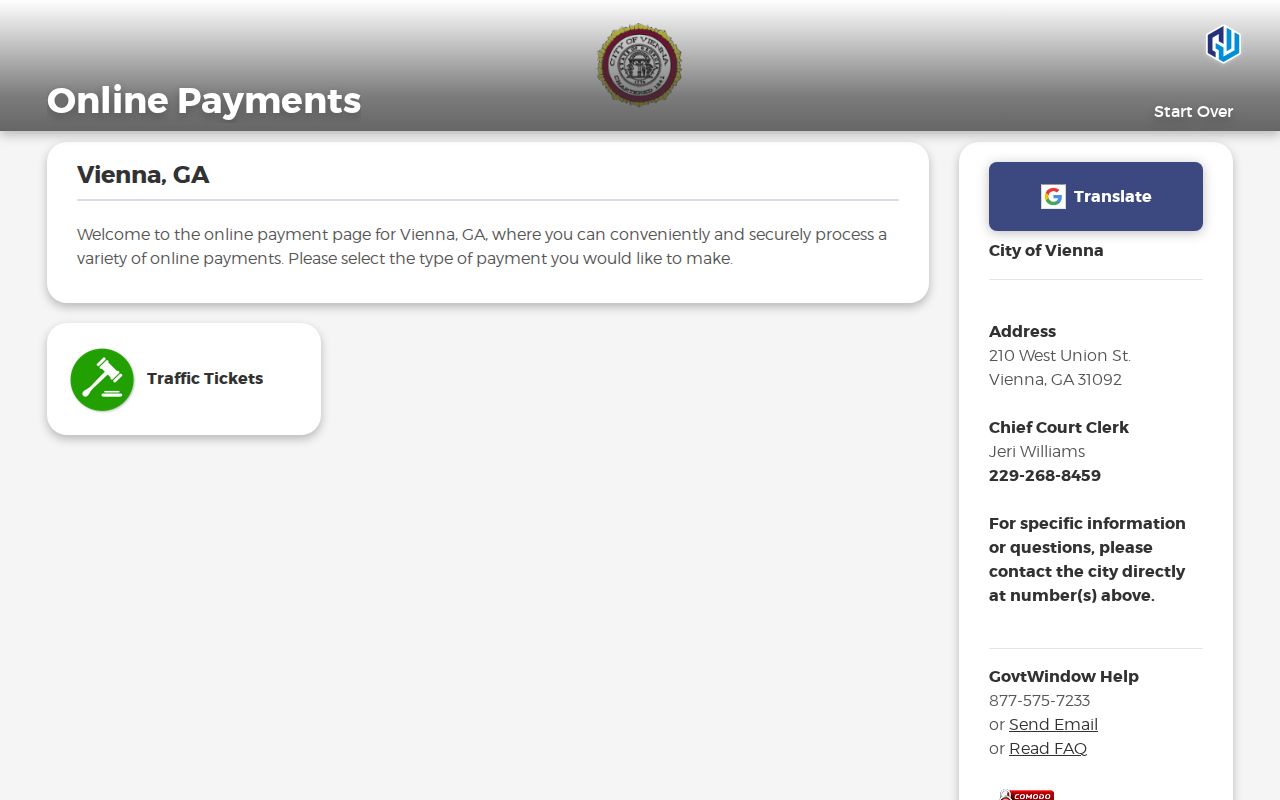 Dooly County Vienna court records GovernmentWindow traffic landing page
