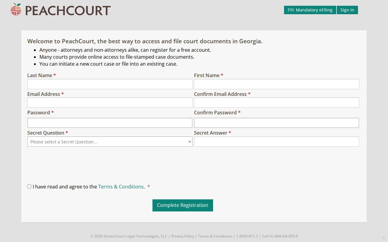 Dooly County court calendar research showing PeachCourt registration