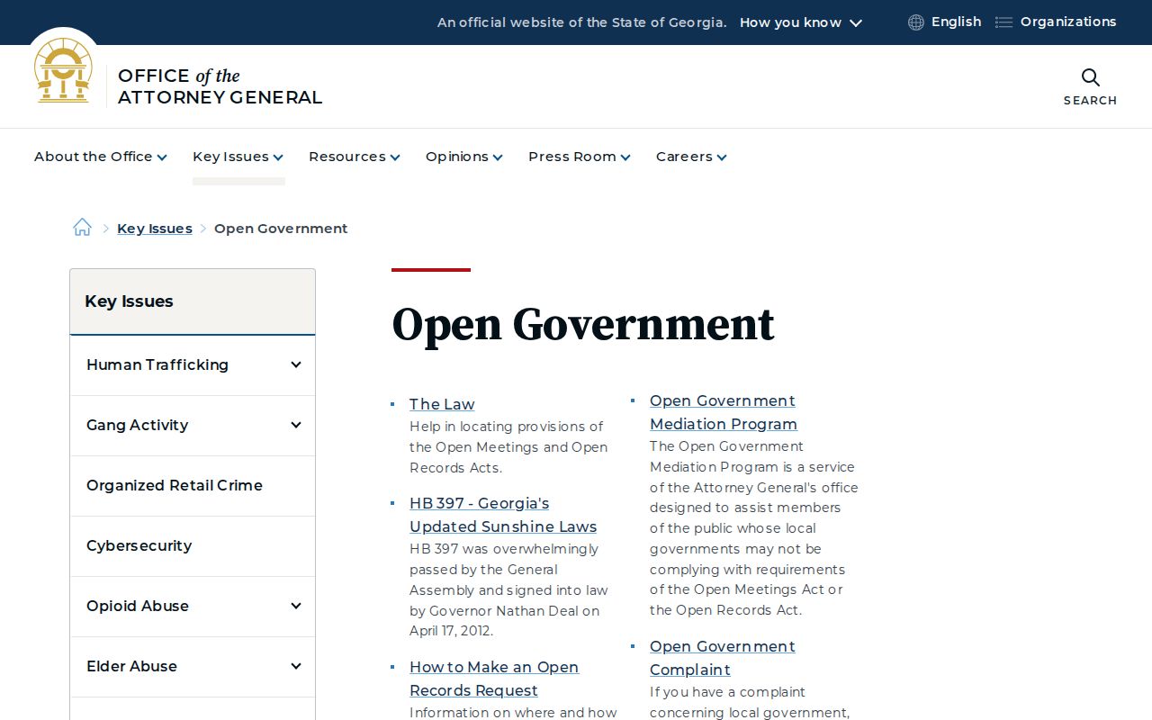 Georgia Attorney General open-government hub for Dooly County court records
