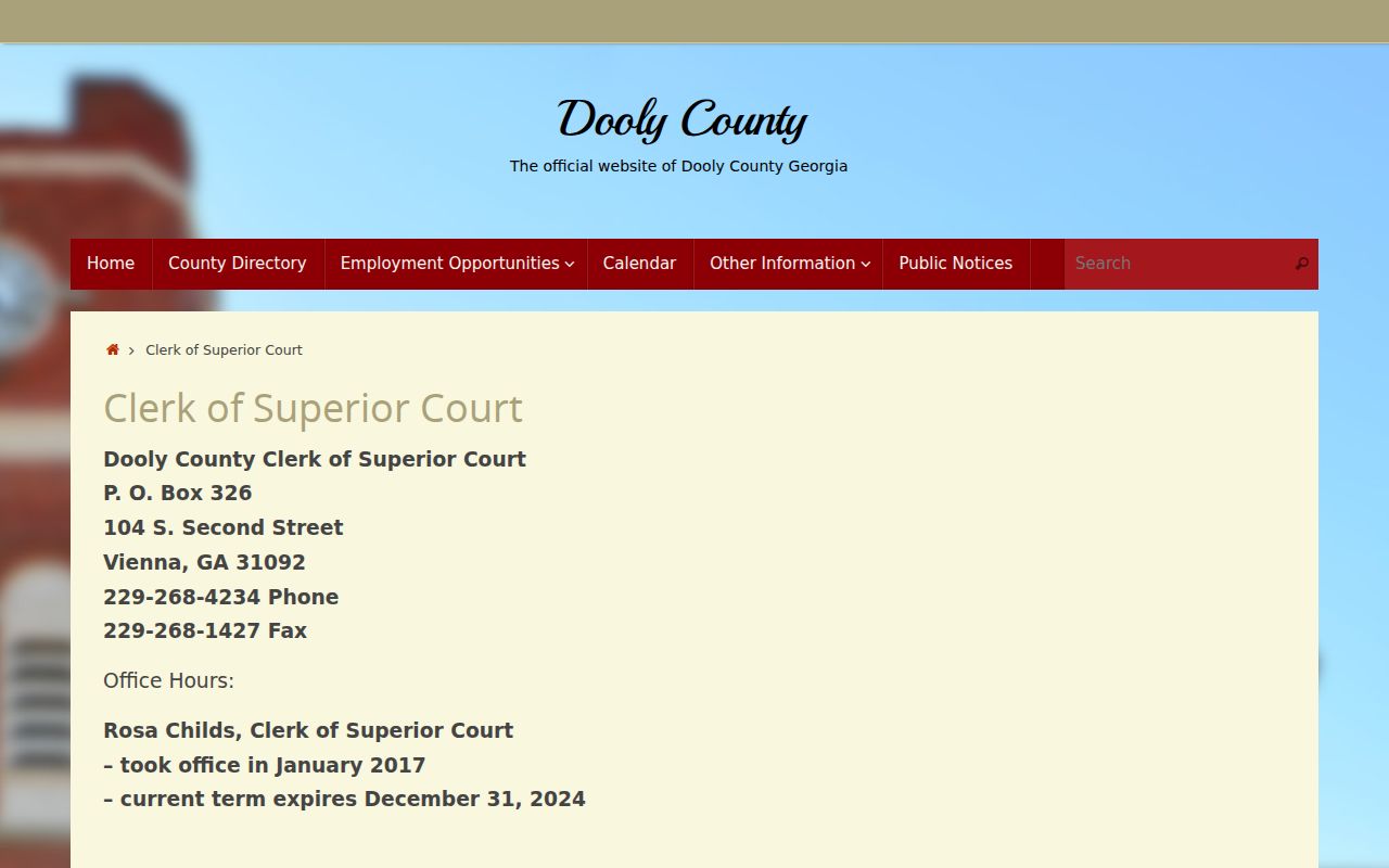 Dooly County Superior Clerk court docket office