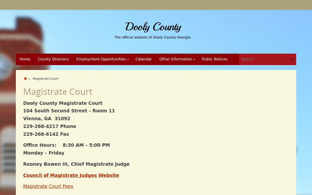 Dooly County Magistrate Court and shared Probate office