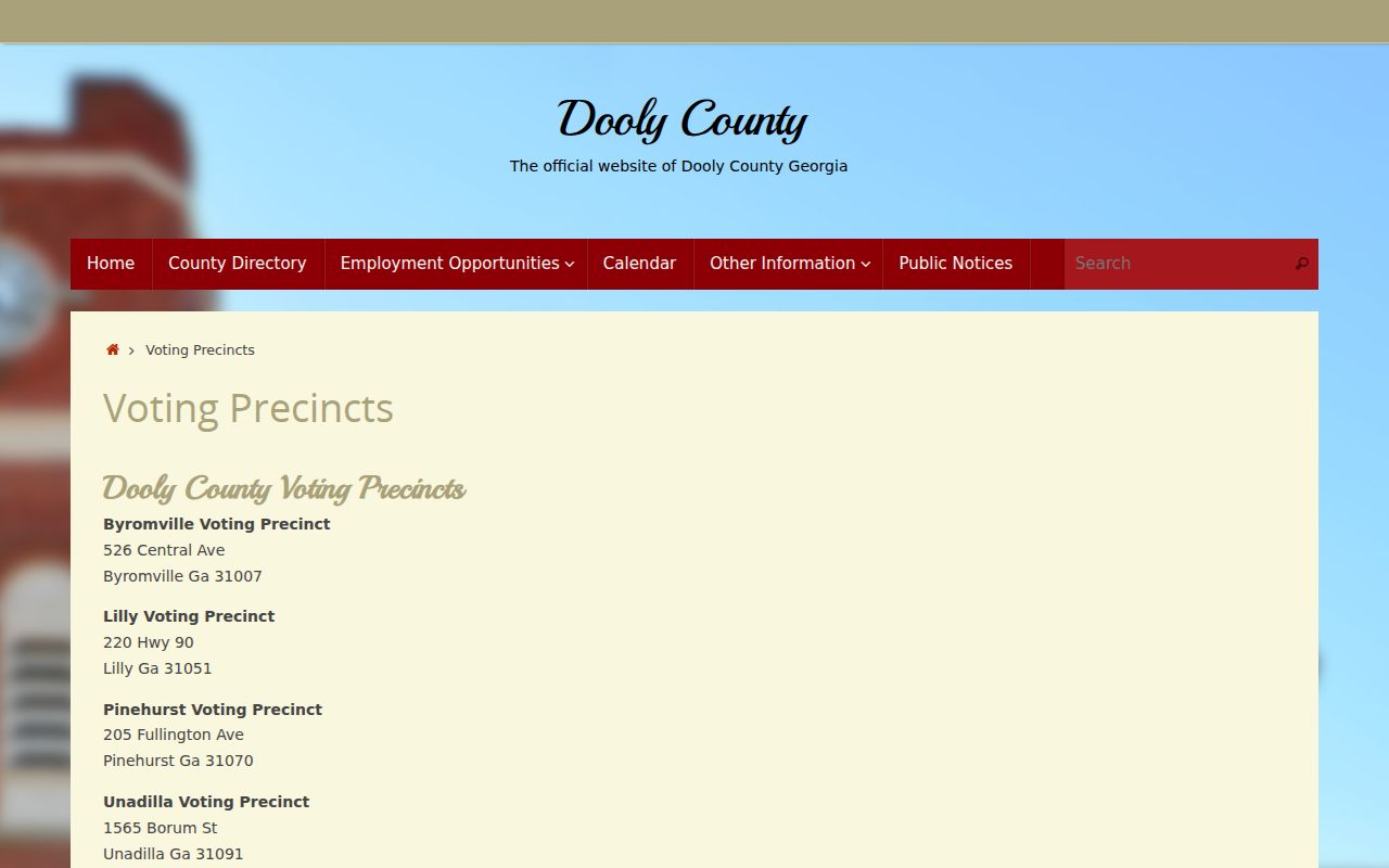Lilly location reference for Dooly County court routing