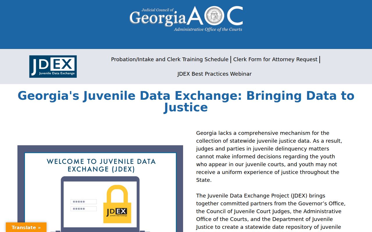 Georgia JDEX access notice distinct from Dooly traffic court records